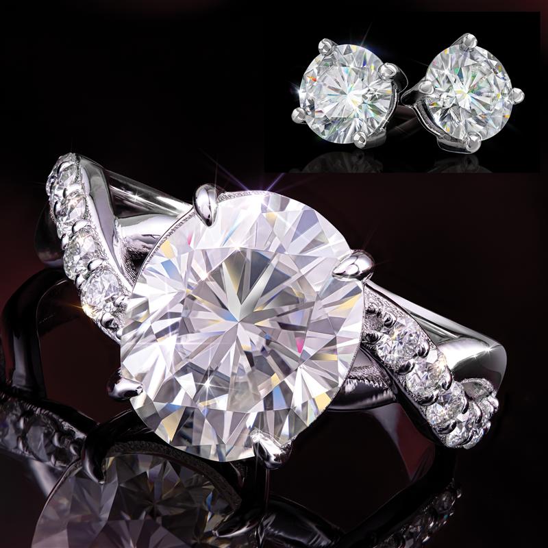 Oval Cut Moissanite Ring and Earrings